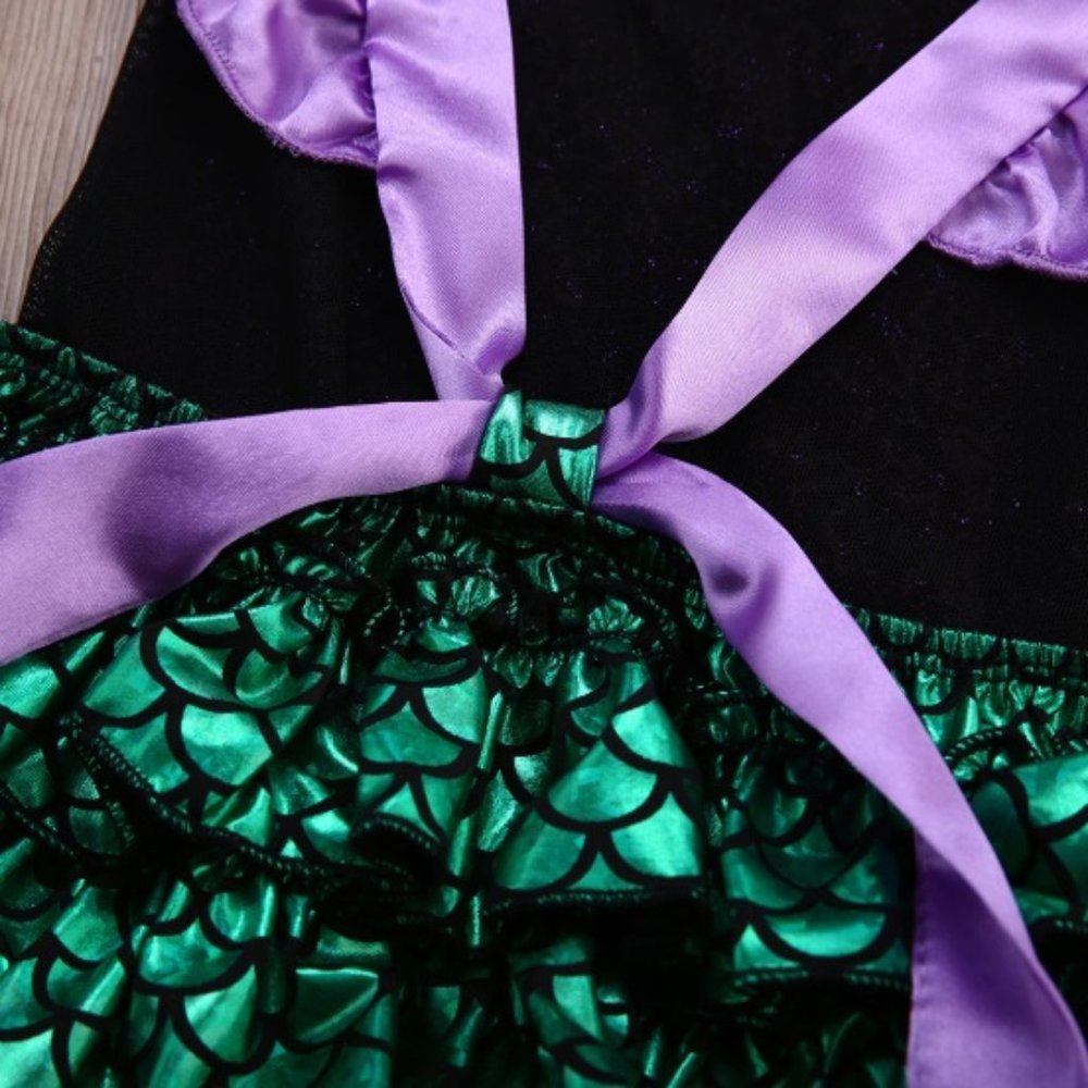 Mermaid outfit baby girl girls cute green purple - Picture 4 of 8